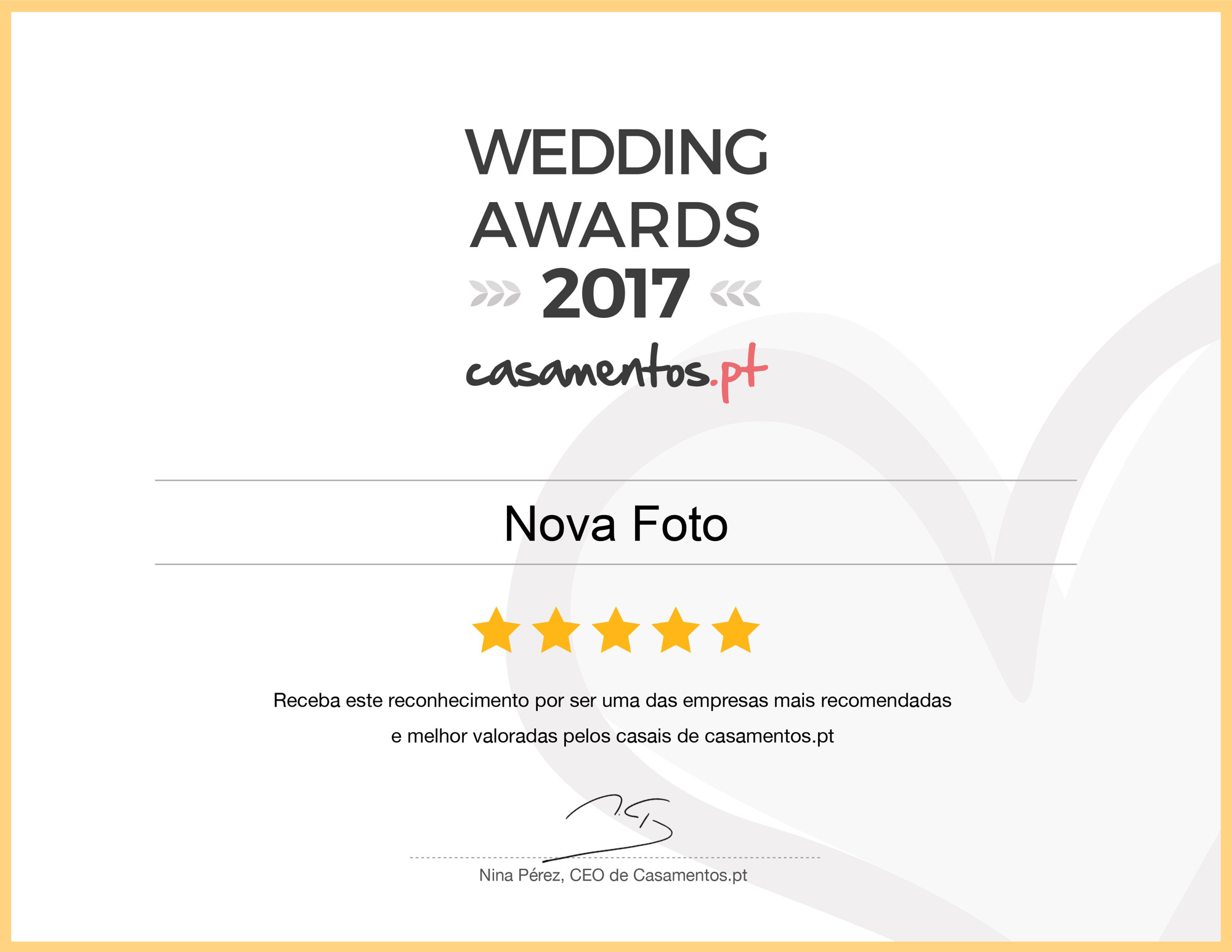 Vencedor Wedding Awards 2017 Casamentos.pt